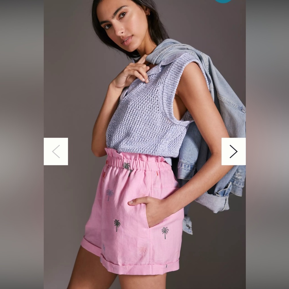 Farm Rio for Anthropologie embroidered linen shorts, medium, excellent condition